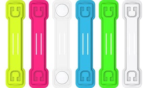 6-Pack Small Elastic and Magnetic Cable Clips (for earbud cords and alike) - New Fluo Colors by Cloop