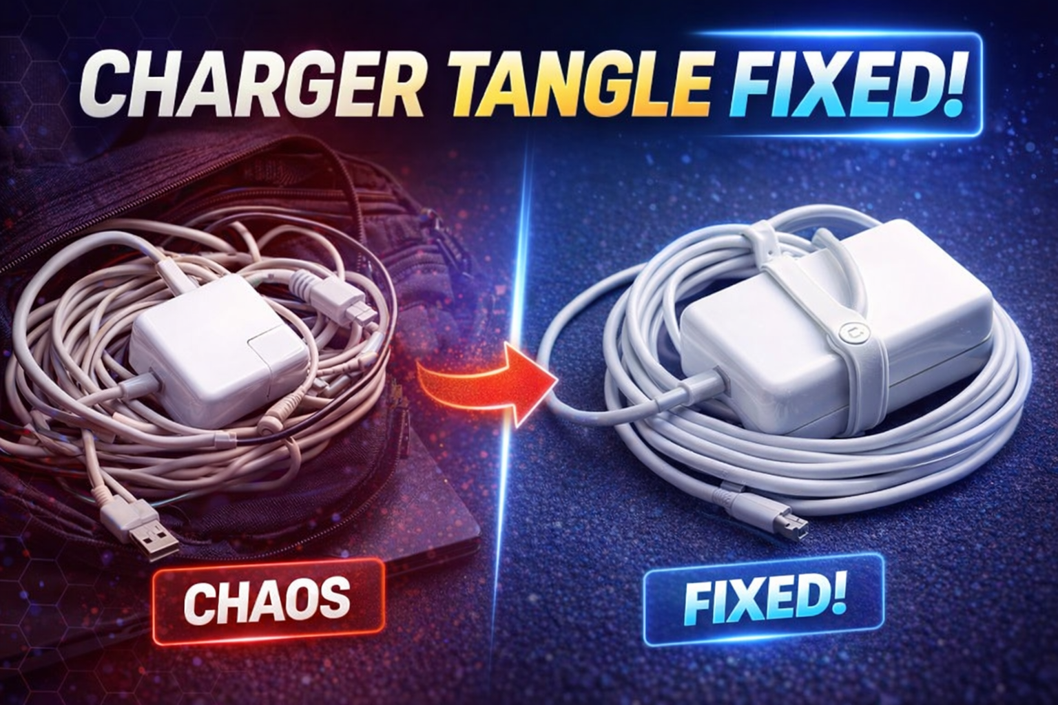 Cloop magnetic cable ties organizing laptop power block cables without tangles