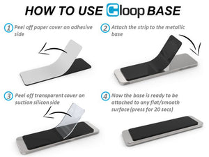 Cloop Chromed Base - Stainless Steel Cable Holder with Removable Micro-Suction for Flat Surfaces