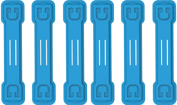 6-Pack Small Elastic and Magnetic Blue Cable Clips for earbud cords and alike by Cloop