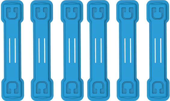 6-Pack Small Elastic and Magnetic Blue Cable Clips for earbud cords and alike by Cloop