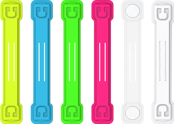 6-Pack Large Elastic and Magnetic Cable Clips - New Fluo Colors by Cloop
